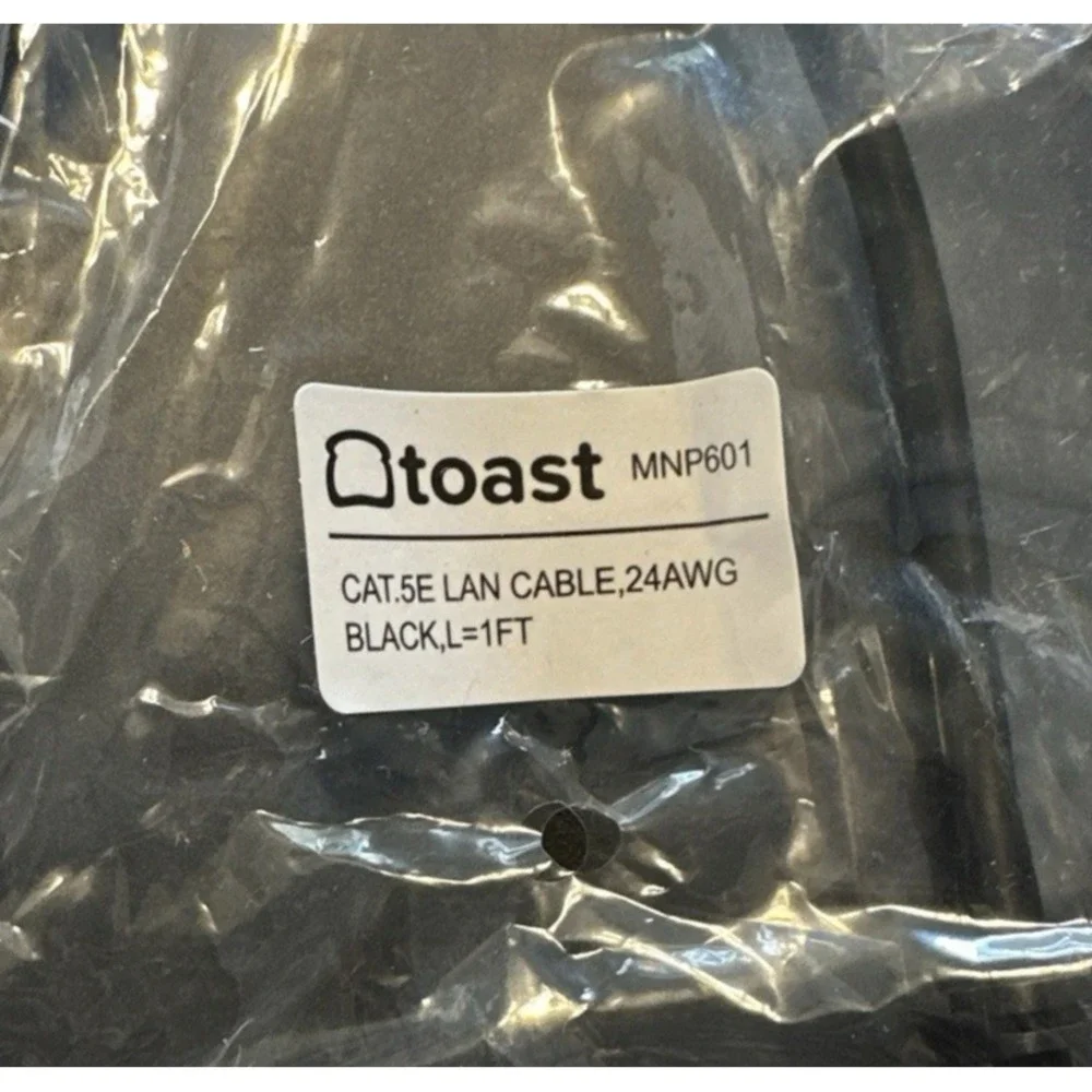 Lot of 7 Toast Cat5e Ethernet Cables 1FT Black Patch Cords – MNP601 – NEW